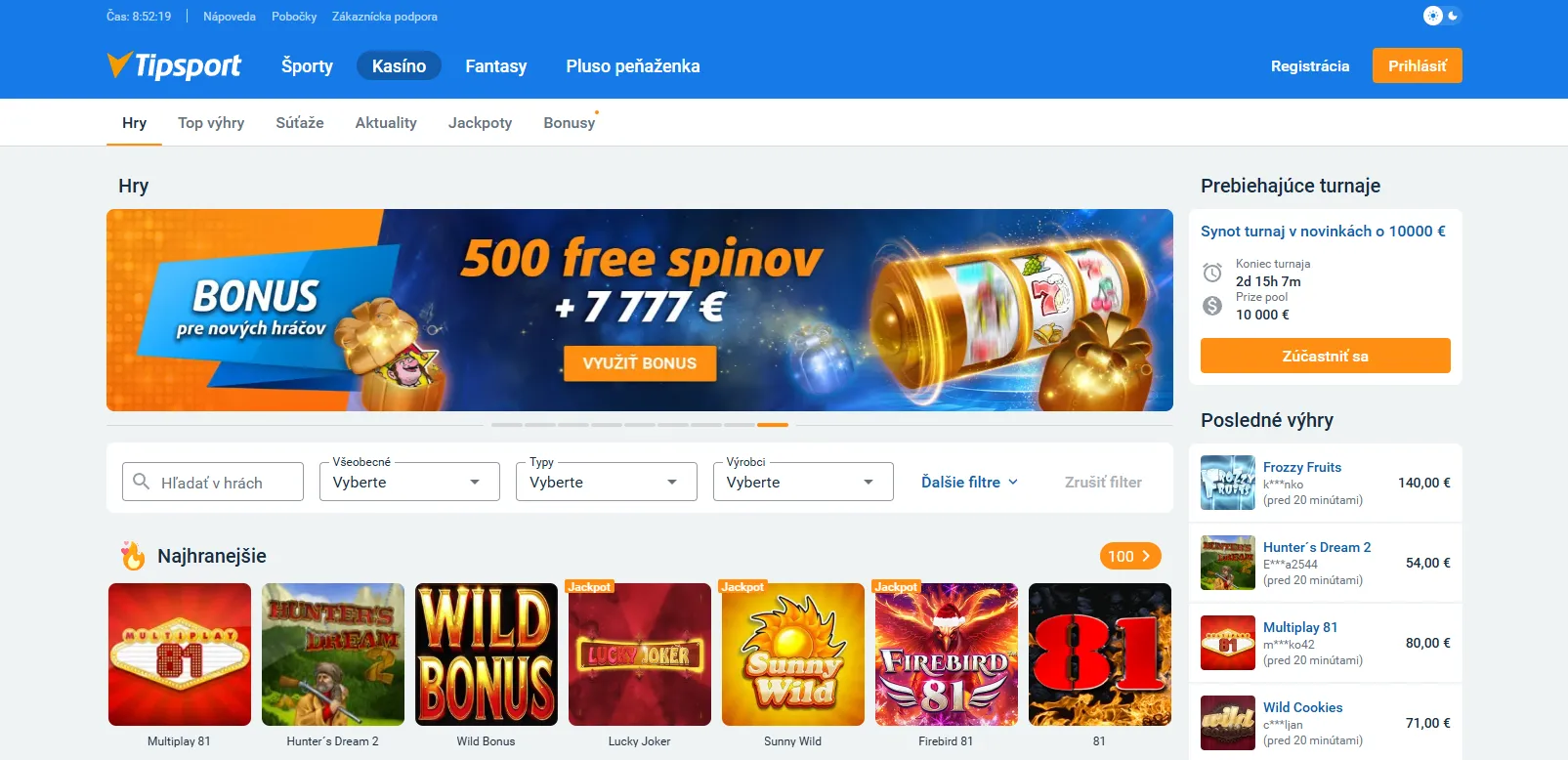 Kritériá hodnotenia top SK kasín