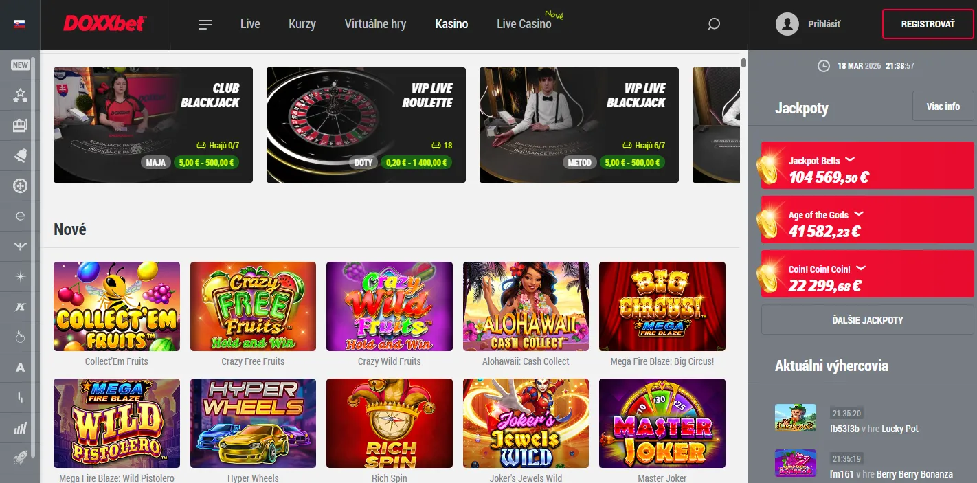 DOXXbet — bez klasického loto, ale s alternatívami