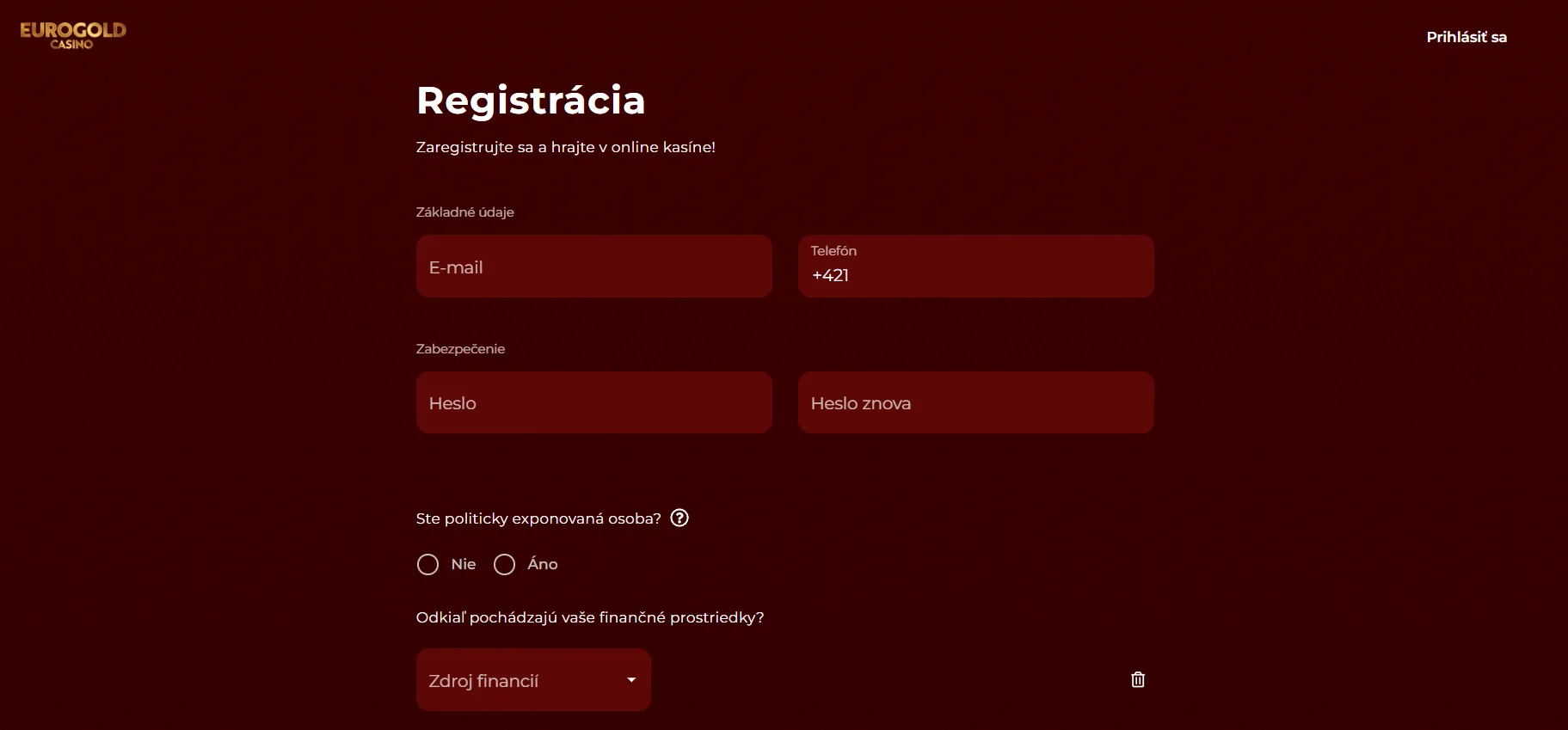 Registrácia a prvý vklad