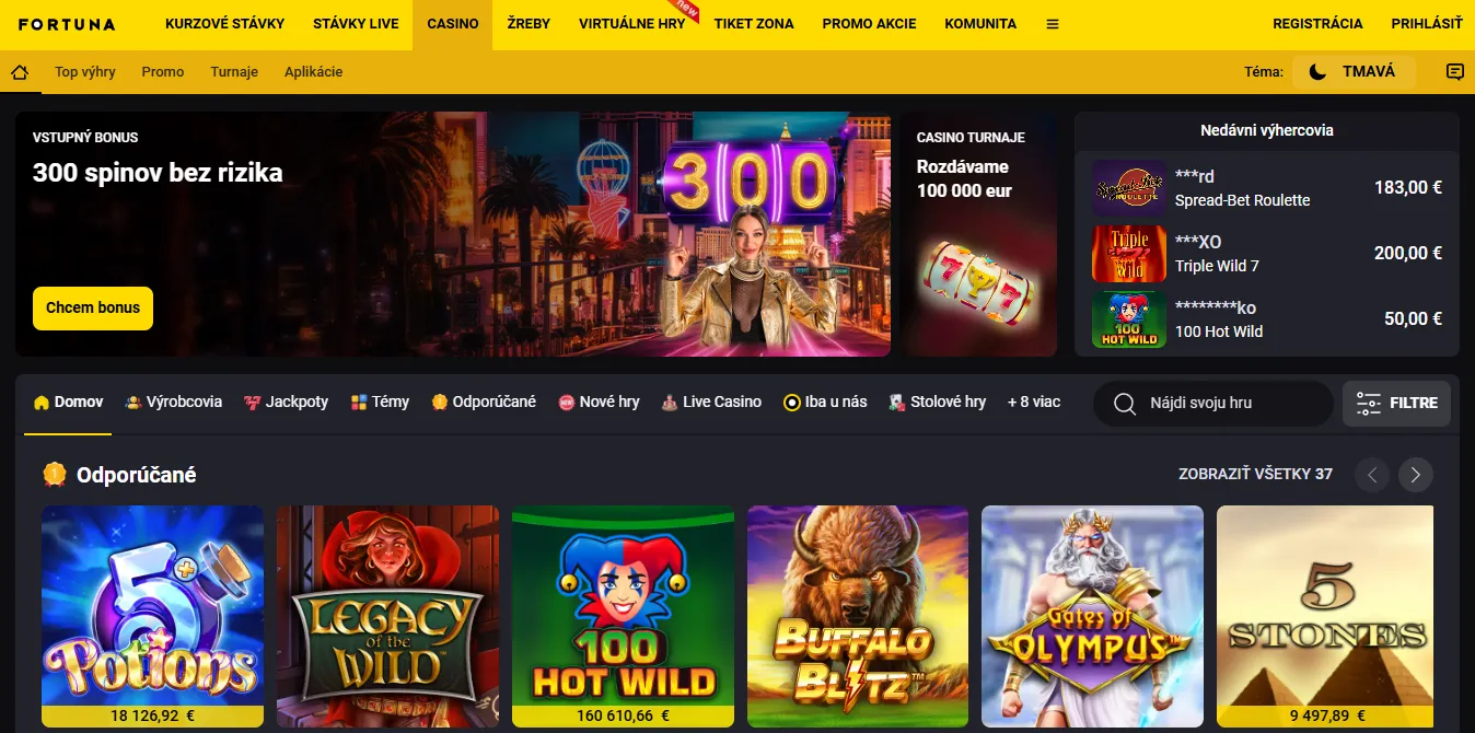 Podpora v top kasínach